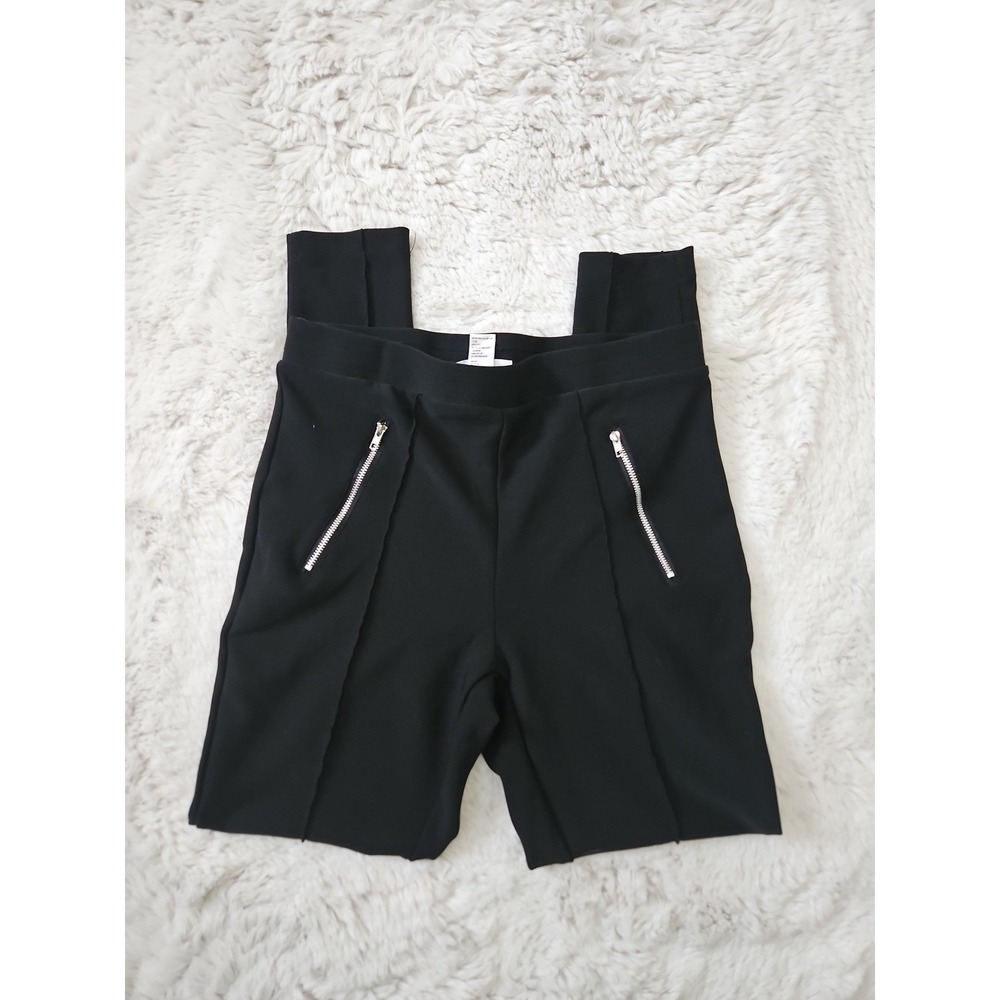 Just Be Pants Womens Small S‎ Black Pull On Zip Pocket Pintuck Slim Skinny Leg